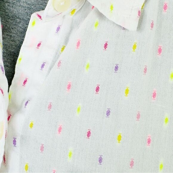 Victoria’s Secret Embroidered Neon Print Pajama Shirt White Multi Large - Picture 6 of 12